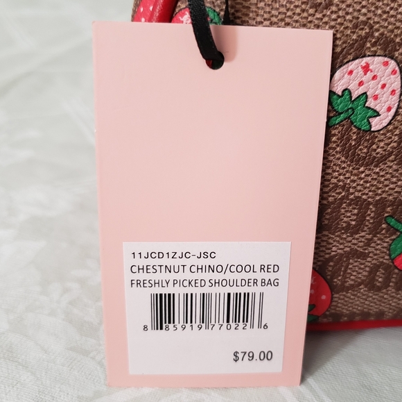 Juicy Couture Freshly Picked Strawberry Shoulder Bag Chestnut Chino/Cool Red NWT - Picture 13 of 16